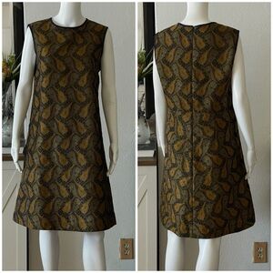 MaxMara Brown and Blue Sleeveless A-Line Dress